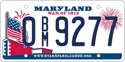 MD license plate 0BM9277