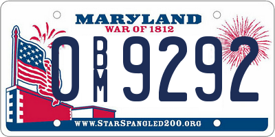 MD license plate 0BM9292