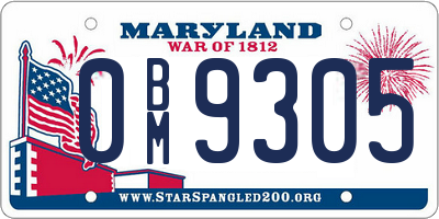 MD license plate 0BM9305
