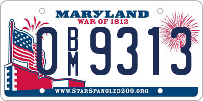 MD license plate 0BM9313