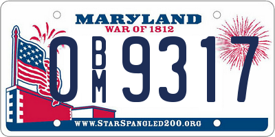 MD license plate 0BM9317