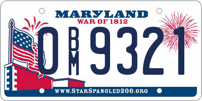 MD license plate 0BM9321