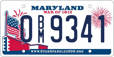 MD license plate 0BM9341