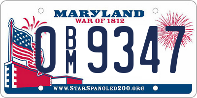 MD license plate 0BM9347