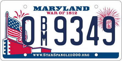 MD license plate 0BM9349