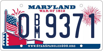 MD license plate 0BM9371