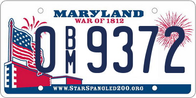 MD license plate 0BM9372