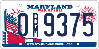MD license plate 0BM9375