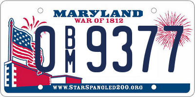 MD license plate 0BM9377