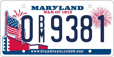 MD license plate 0BM9381