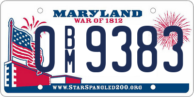 MD license plate 0BM9383