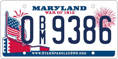 MD license plate 0BM9386