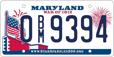 MD license plate 0BM9394