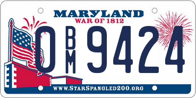 MD license plate 0BM9424