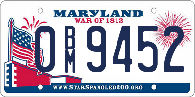 MD license plate 0BM9452