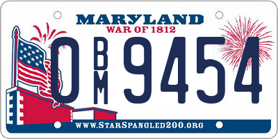 MD license plate 0BM9454