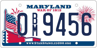 MD license plate 0BM9456