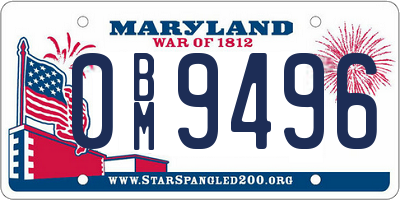 MD license plate 0BM9496