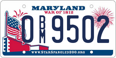 MD license plate 0BM9502