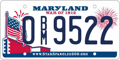 MD license plate 0BM9522