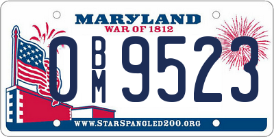 MD license plate 0BM9523