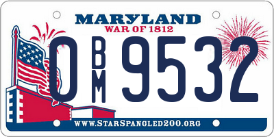 MD license plate 0BM9532