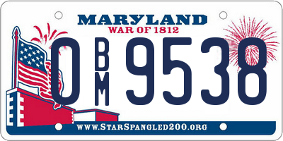 MD license plate 0BM9538
