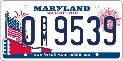 MD license plate 0BM9539