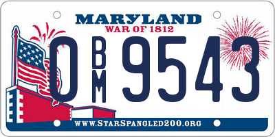 MD license plate 0BM9543
