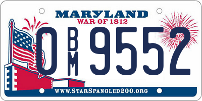 MD license plate 0BM9552