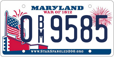 MD license plate 0BM9585