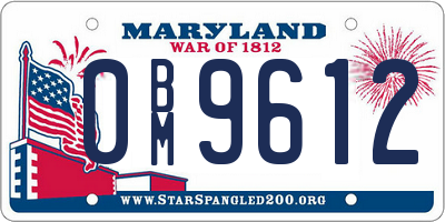 MD license plate 0BM9612