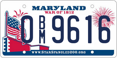 MD license plate 0BM9616