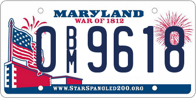 MD license plate 0BM9618