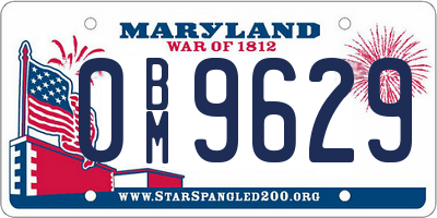 MD license plate 0BM9629