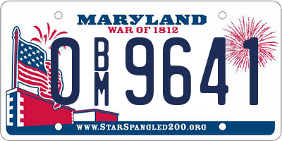 MD license plate 0BM9641