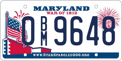 MD license plate 0BM9648