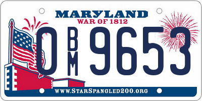 MD license plate 0BM9653