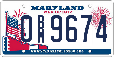 MD license plate 0BM9674