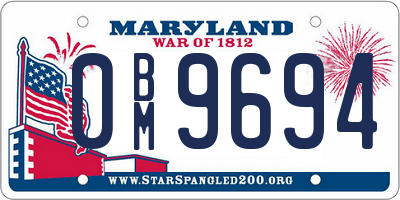 MD license plate 0BM9694