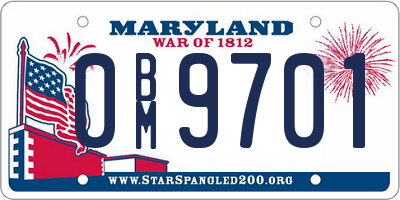 MD license plate 0BM9701