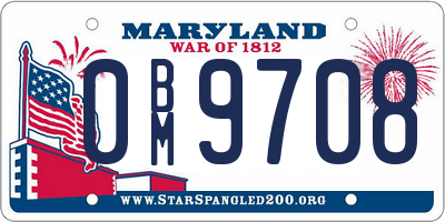 MD license plate 0BM9708
