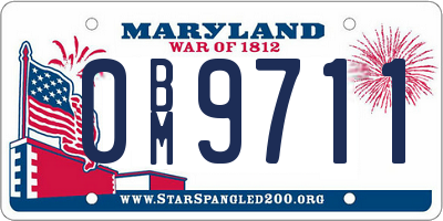 MD license plate 0BM9711