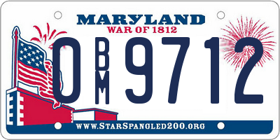 MD license plate 0BM9712