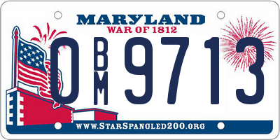 MD license plate 0BM9713