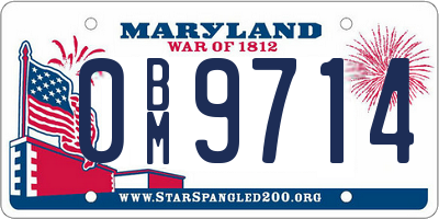 MD license plate 0BM9714
