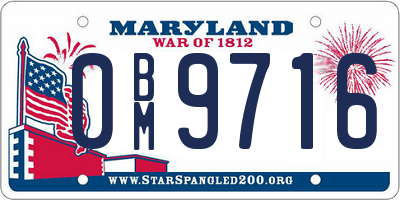 MD license plate 0BM9716