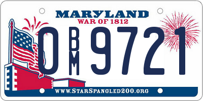 MD license plate 0BM9721