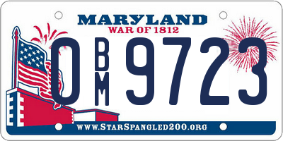 MD license plate 0BM9723