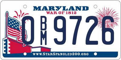 MD license plate 0BM9726